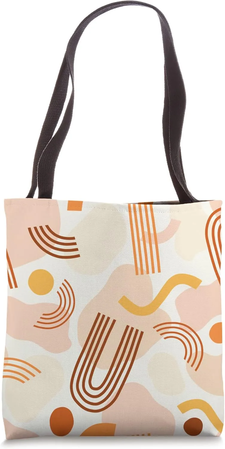 Abstract Boho Rainbow Auburn Butterscotch Ecru White Tote Bag