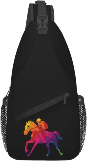 Abstract Horseback Riding Crossbody Bags For Women Men Chest Backpack Gym Shoulder Bag Travel Outdoor Sports Casual Crossbody Bags