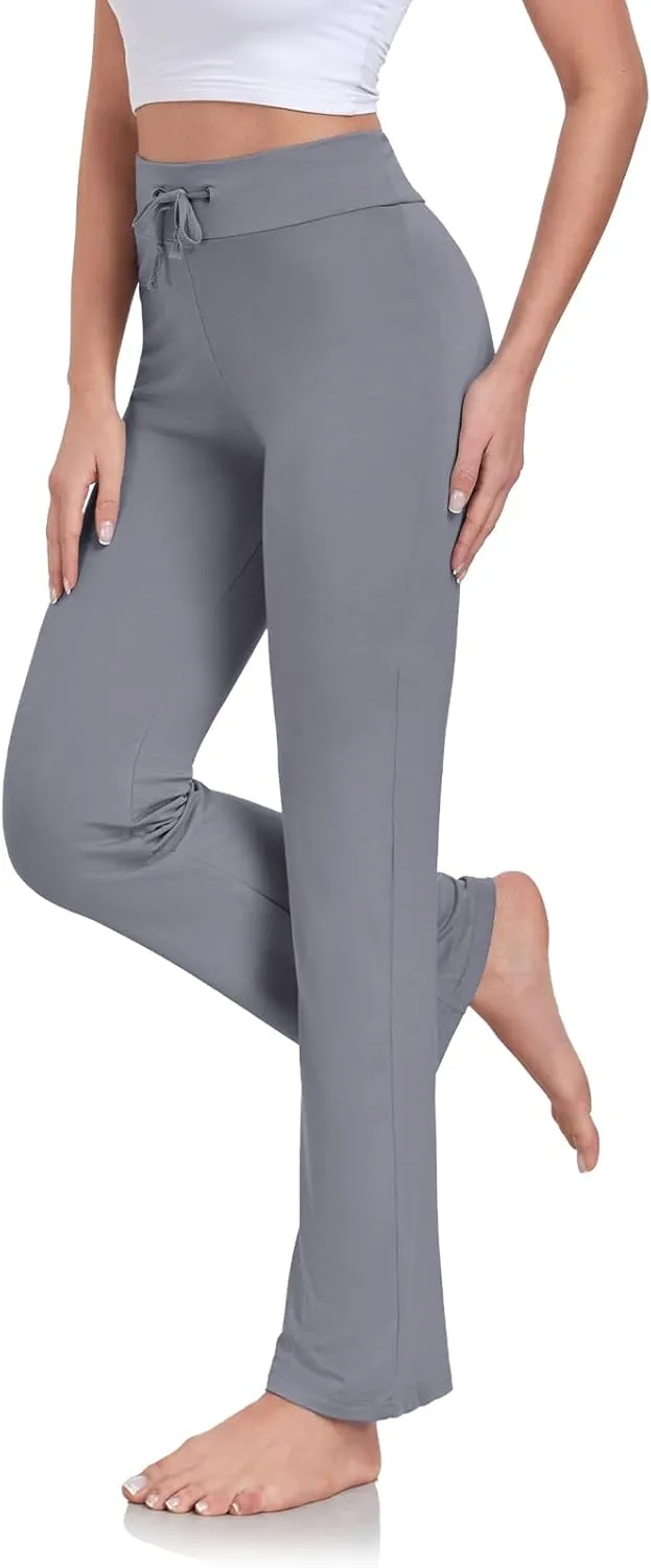 ADANIKI Women's Long Modal Comfy Drawstring Trousers Loose Straight-Leg for Yoga Running Sporting