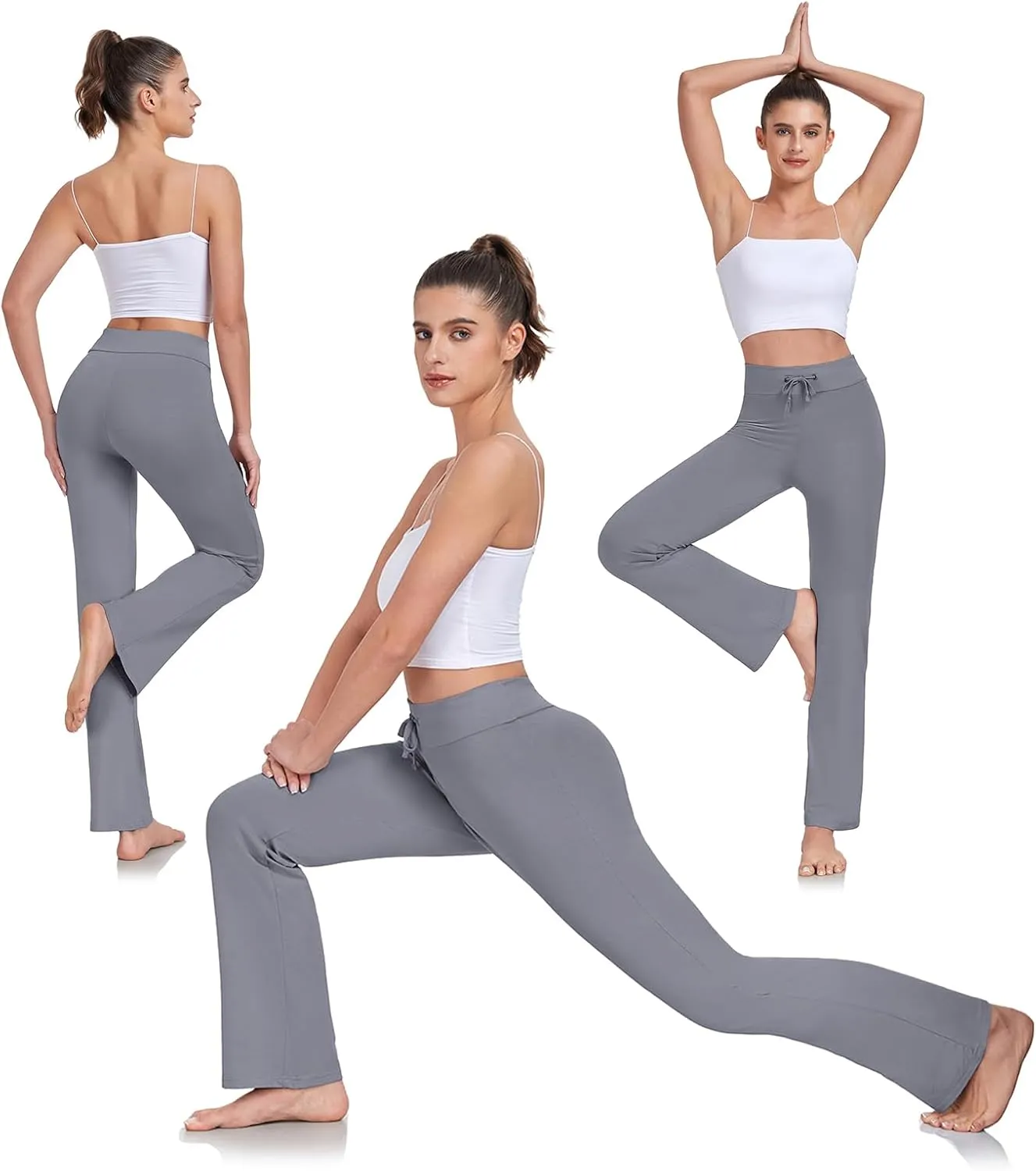 ADANIKI Women's Long Modal Comfy Drawstring Trousers Loose Straight-Leg for Yoga Running Sporting