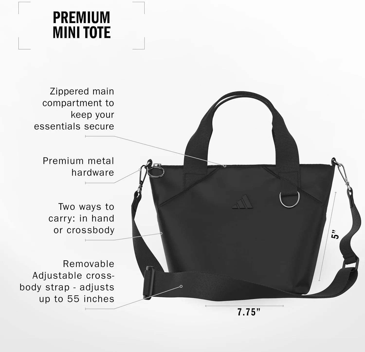 adidas Mini Tote (5l) Small Compact Durable Travel Crossbody Carry Bag