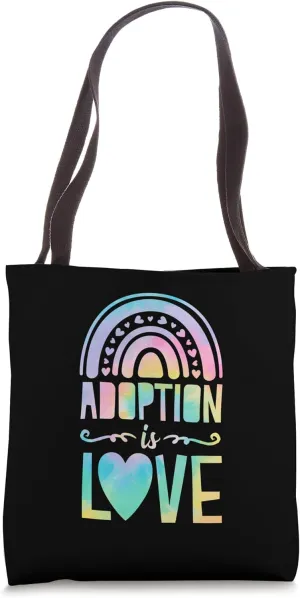 Adoption Is Love Bohemian Rainbow Heart Tote Bag