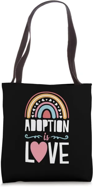 Adoption Is Love Bohemian Rainbow Heart Tote Bag