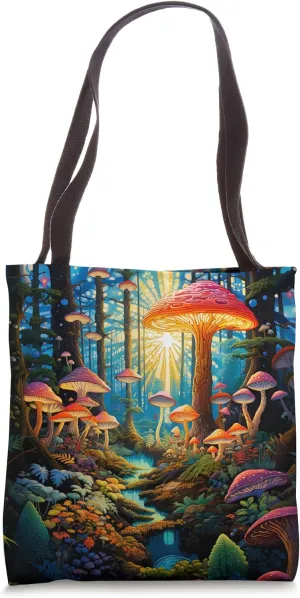 Aesthetic Summer Mushroom Forest Cute Kawaii Vegetation Tote Bag