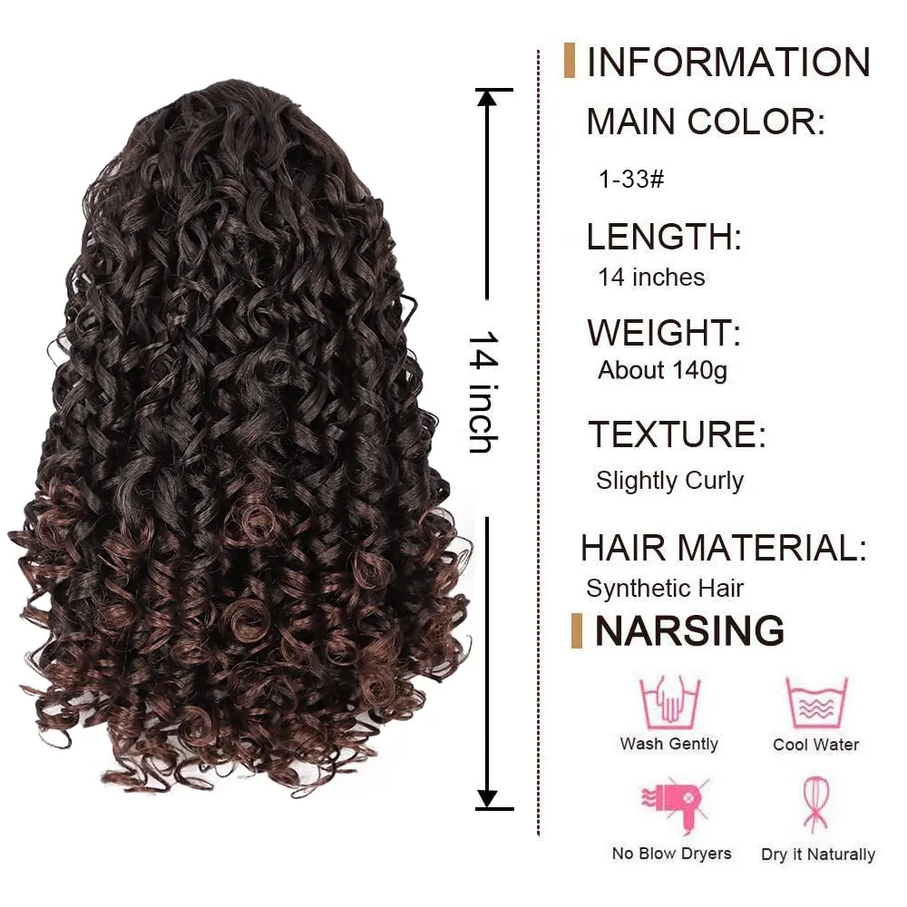 AISI BEAUTY Curly Ponytail Extension Dark Auburn Mix Drawstring Ponytails for Black Women Synthetic Pony Tail Hair Extensions Curly Ponytail with 2 Clips(Dark Auburn Mixed)