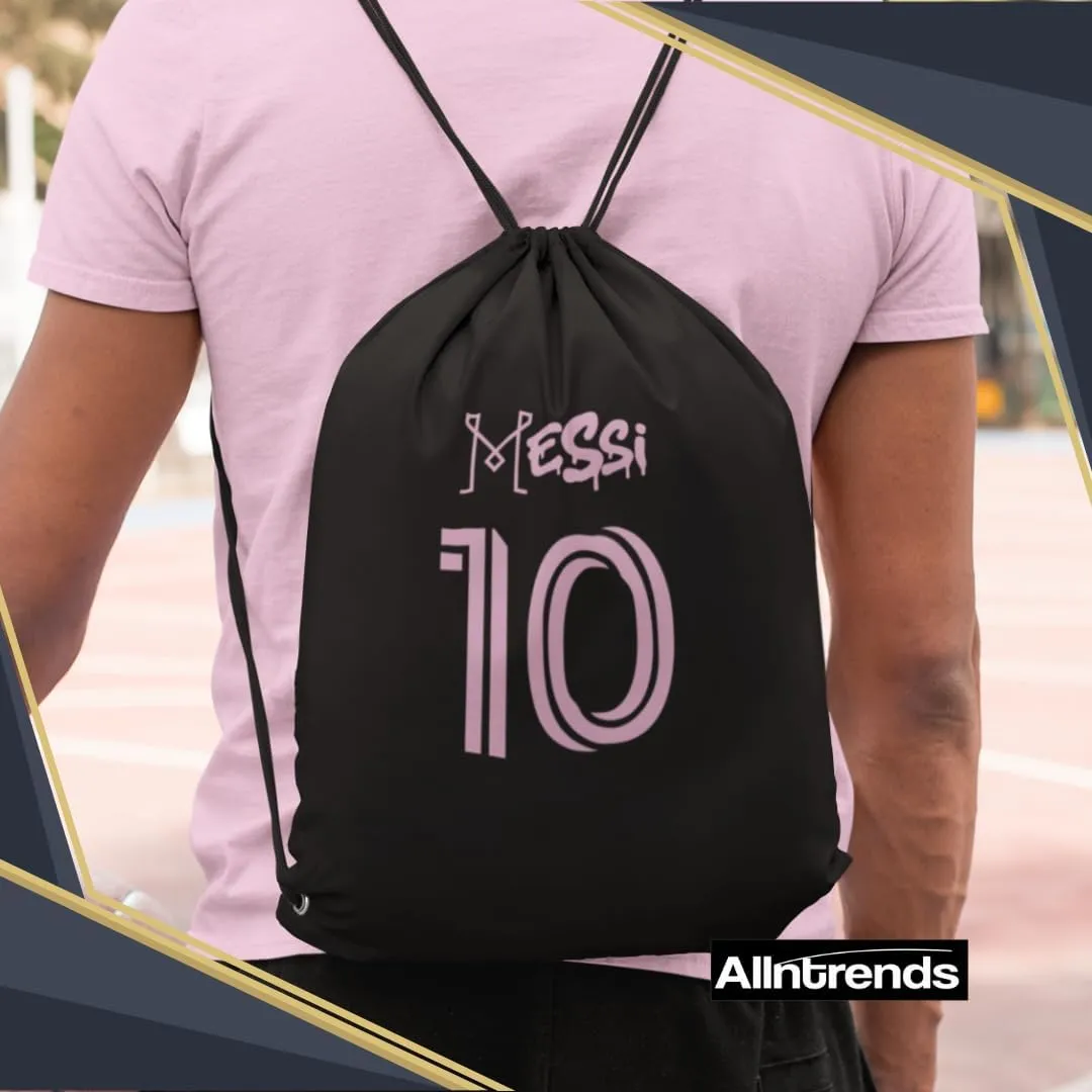 ALLNTRENDS Miami 10 Gym Bag String Bag Nylon Soccer Fan Sport Backpack (Black)