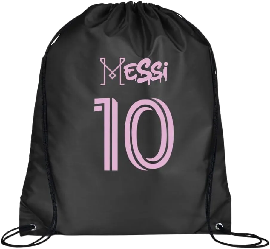 ALLNTRENDS Miami 10 Gym Bag String Bag Nylon Soccer Fan Sport Backpack (Black)
