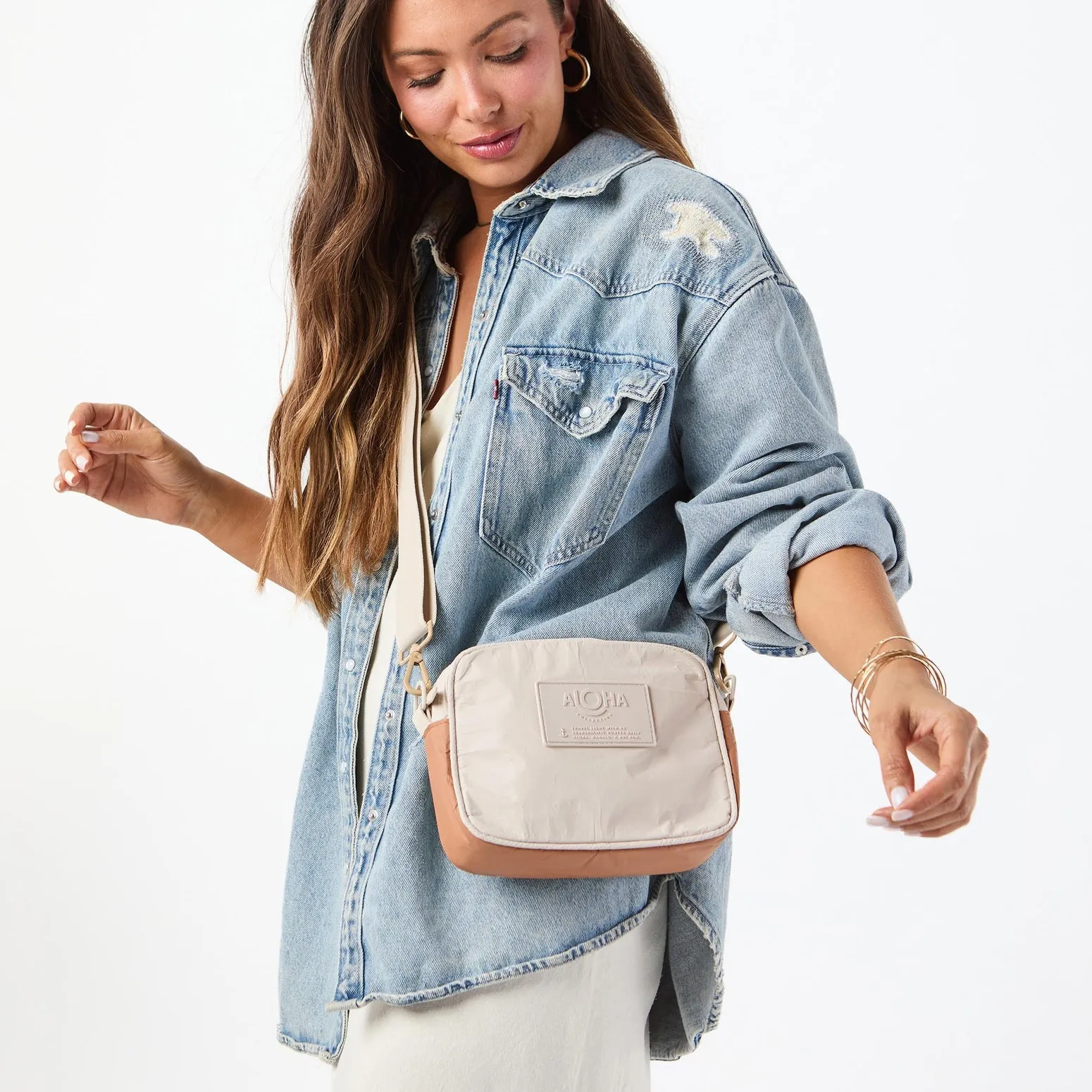 Aloha Collection Color Block Le Tour Bag-Toffee/Sandstone