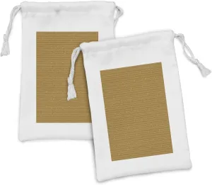 Ambesonne Abstract Fabric Pouch Set of 2, Melodic Shapes Along Music Notes Motifs in Horizontal Design Monotone Art, Small Drawstring Bag for Toiletries Masks and Favors, 9" x 6", Amber Pastel Brown