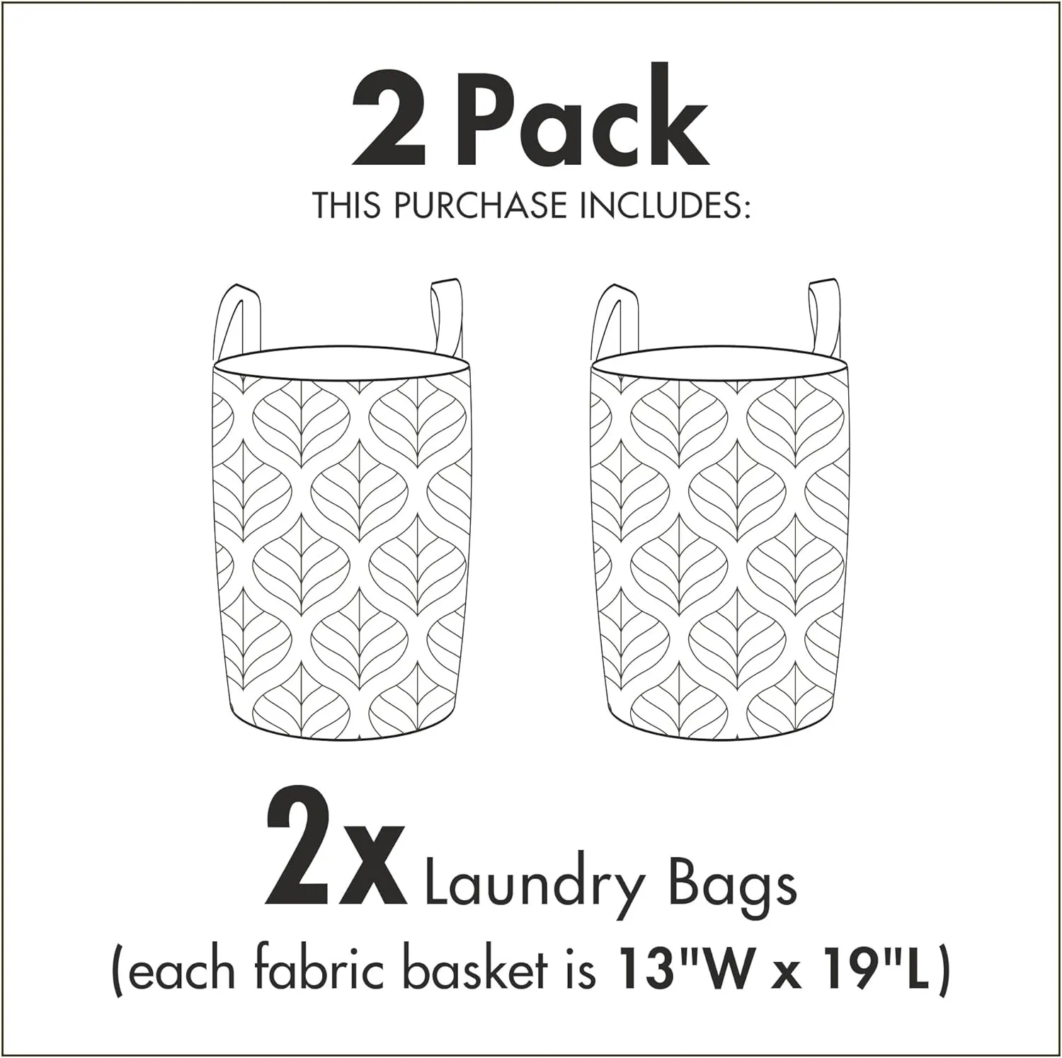 Ambesonne Flower Laundry Bag Pack of 2, Vintage Old Fashioned Floral Pattern Silhouettes Briar Shrubs Roses Retro, Hamper Basket with Handles Drawstring Closure, 13" x 19", Rose Pale Green White
