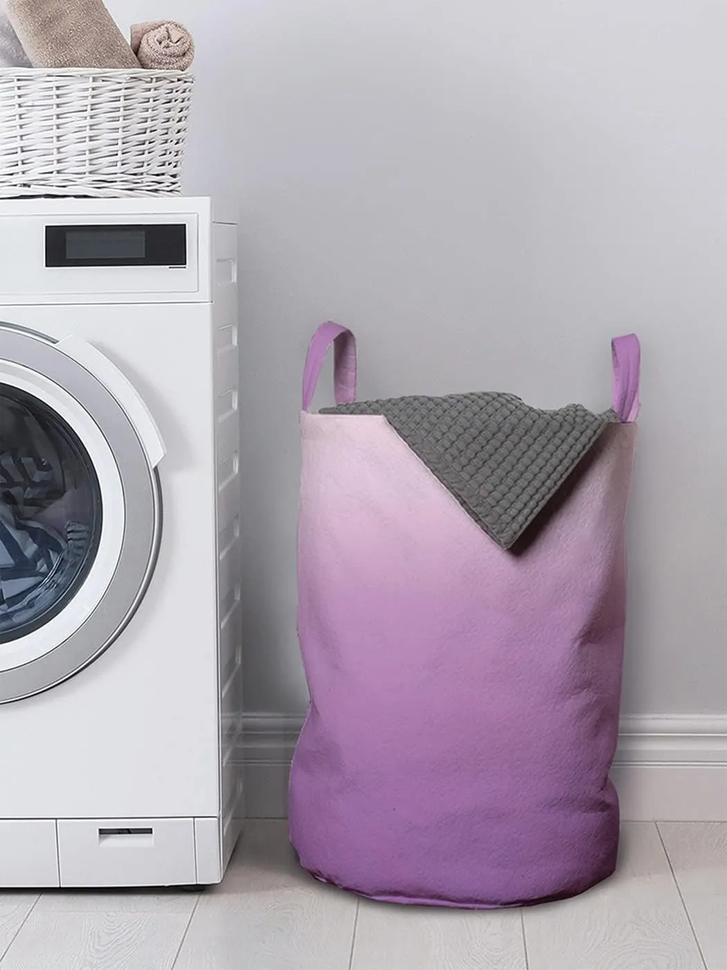 Ambesonne Ombre Laundry Bag, Arrangement with Gradual Color Change Abstract Tone Composition Modern Look, Hamper Basket with Handle Drawstring Closure for Laundromats, 13" x 19", Purple and Lavender