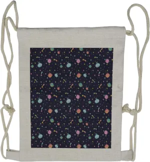 Ambesonne Space Drawstring Backpack, Alien Planets Asteroid, Sackpack Bag