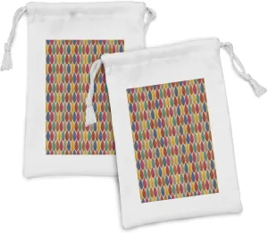 Ambesonne Woodland Fabric Pouch Set of 2, Pattern with Fallen Tree Leaves in Lively Seasonal Colors Ecological Modern Art, Small Drawstring Bag for Toiletries Masks and Favors, 9" x 6", Multicolor