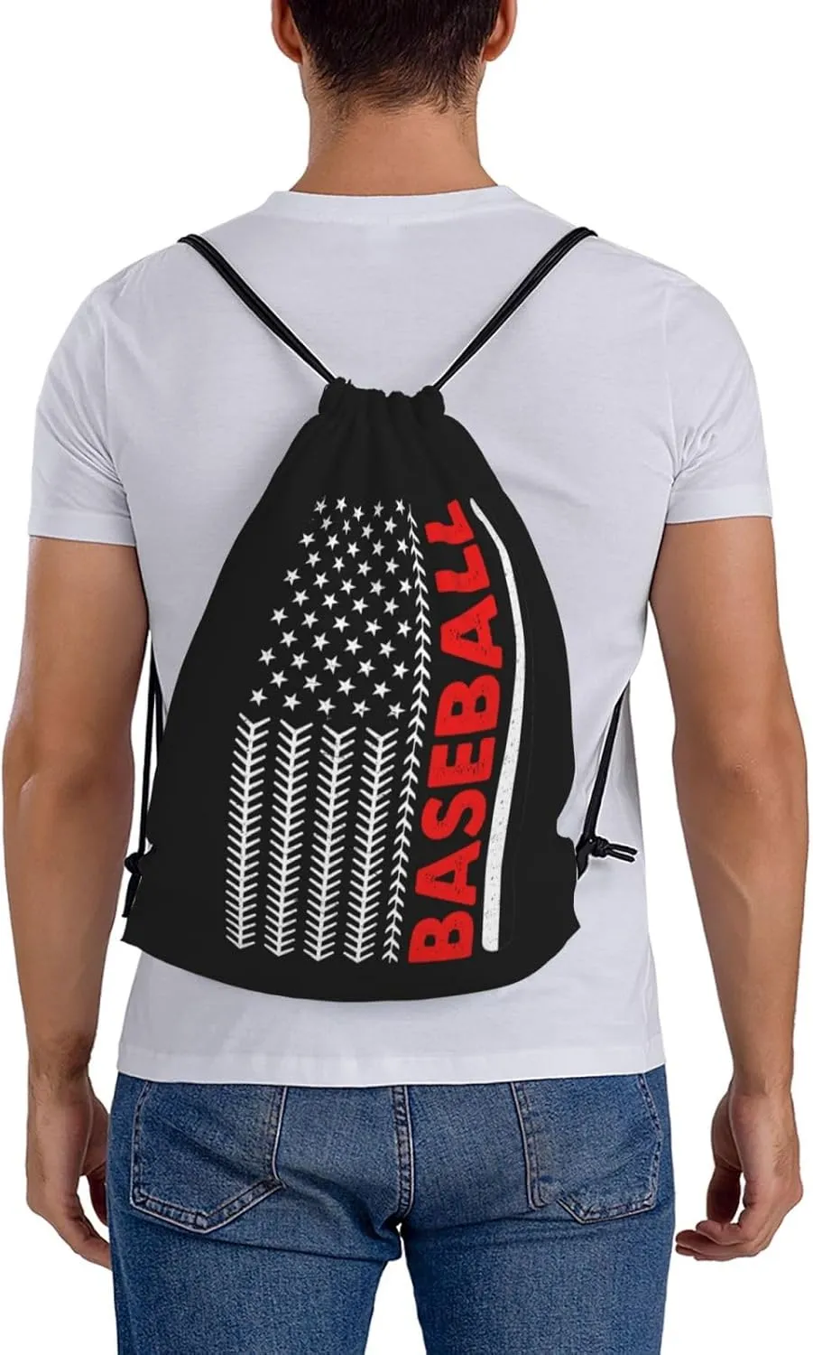 American Baseball Flag Unisex Drawstring Backpack Bag Sport Gym Swim Travel Sackpack