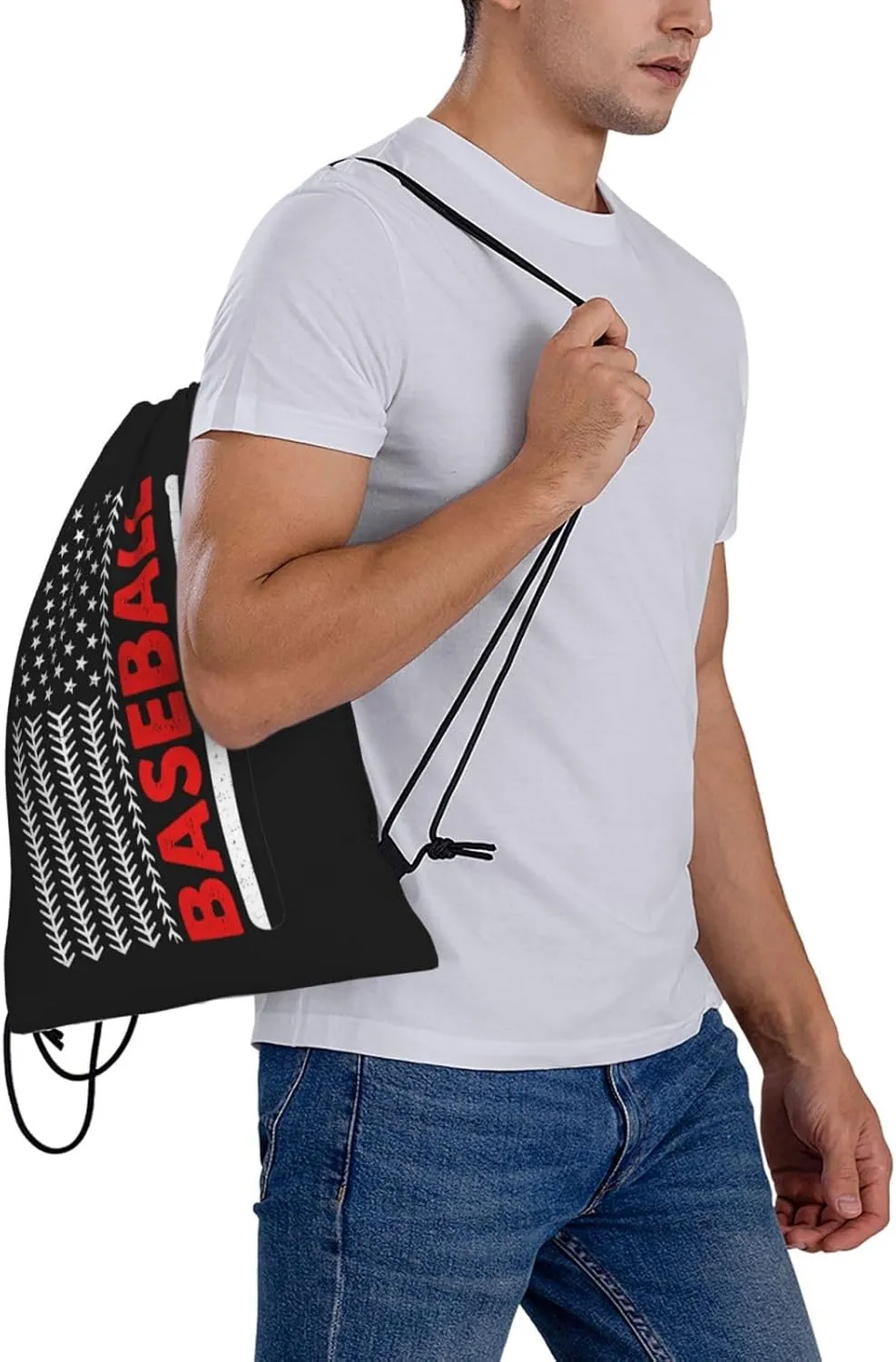 American Baseball Flag Unisex Drawstring Backpack Bag Sport Gym Swim Travel Sackpack