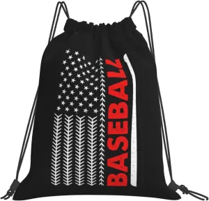 American Baseball Flag Unisex Drawstring Backpack Bag Sport Gym Swim Travel Sackpack