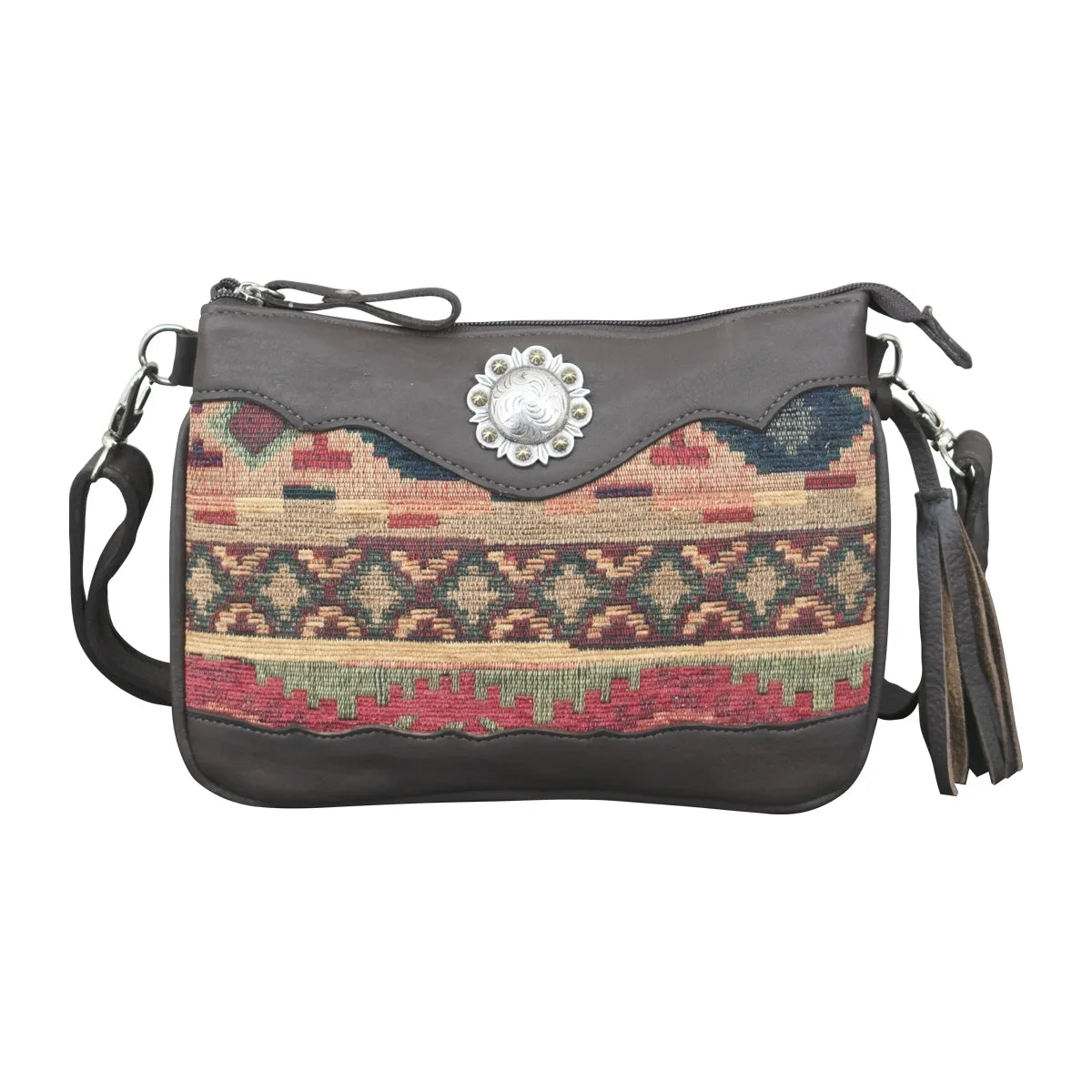 American West Santa Fe Woven Tapestry Multi-Compartment Crossbody