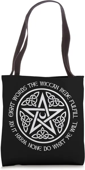 An It Harm None Do What Ye Will Pentacle With Celtic Knot Tote Bag