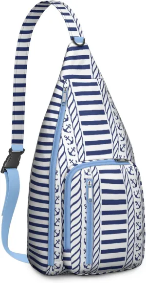 Anchor Lattice Crossbody Bag Daypack for Women Men Lightweight Waterproof Sling Bag Backpack Hiking Cycling