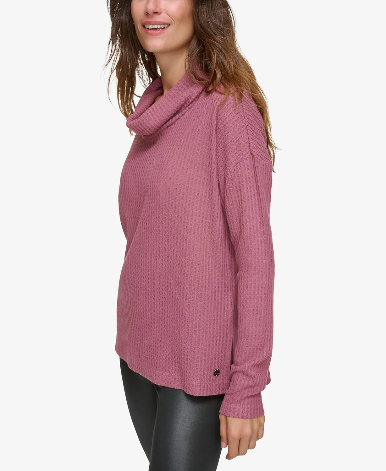 Andrew Marc Women's Long Sleeve Cozy Knit Cowl Neck Top