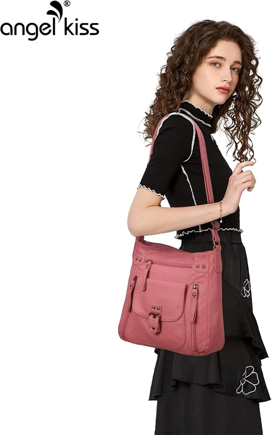 Angel Kiss Crossbody Bags Shoulder Bags and Handbags for Women Multi Pocket Daily Soft Hobo Purses Medium Size