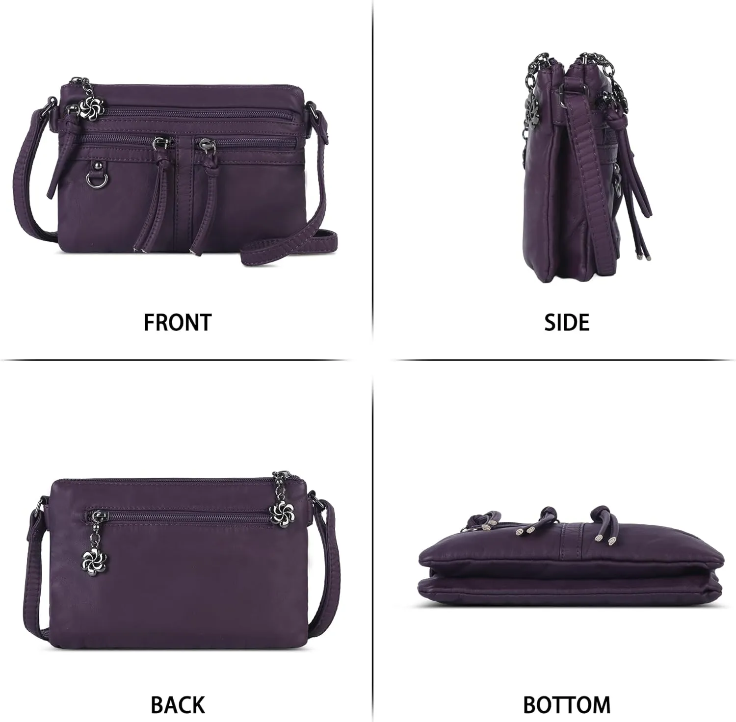 Angel Kiss Small Crossbody Bag for Women Leather Crossbody Purse Triple Compartments Cell Phone Purse Shoulder Bags for Women