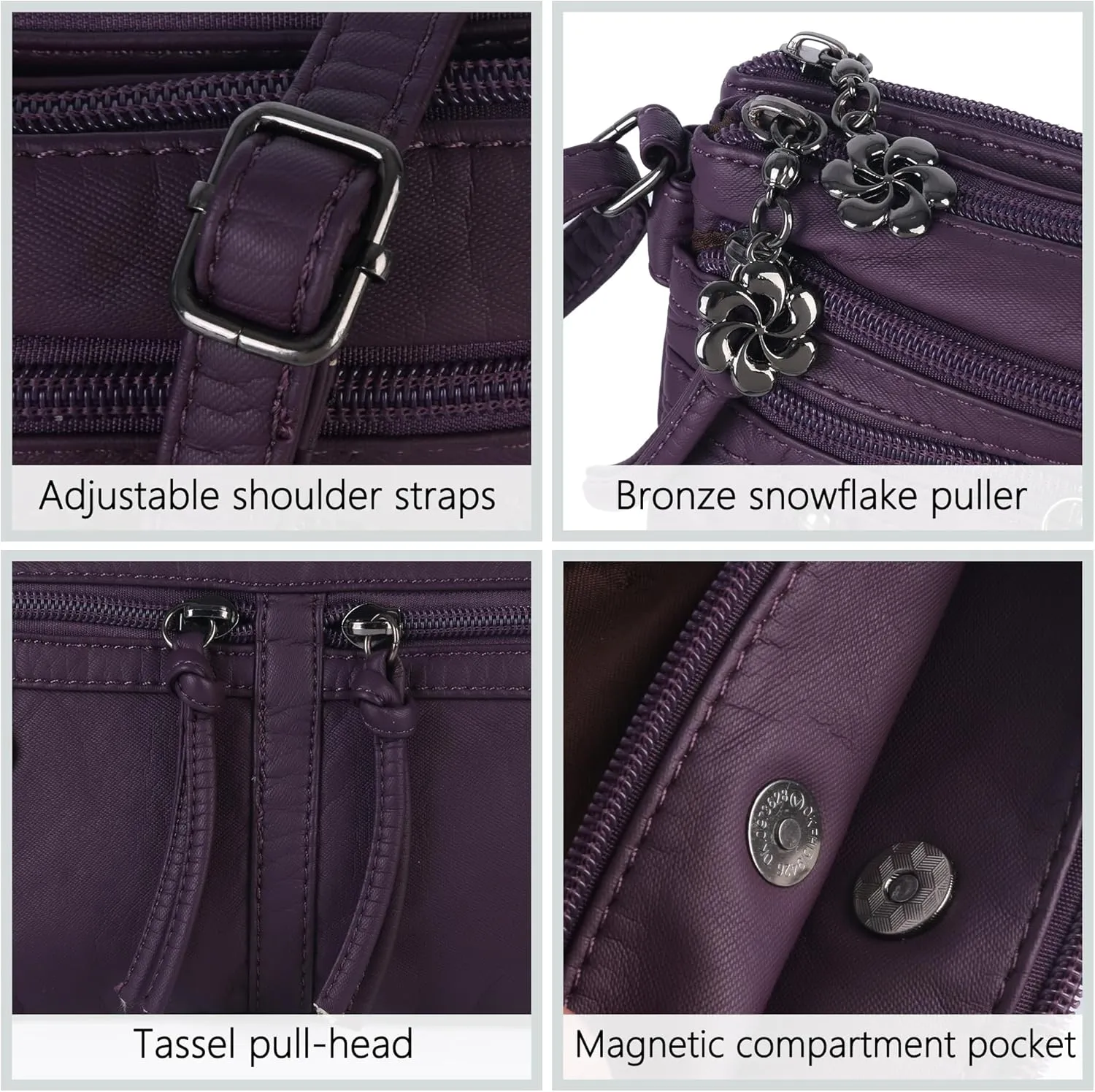 Angel Kiss Small Crossbody Bag for Women Leather Crossbody Purse Triple Compartments Cell Phone Purse Shoulder Bags for Women
