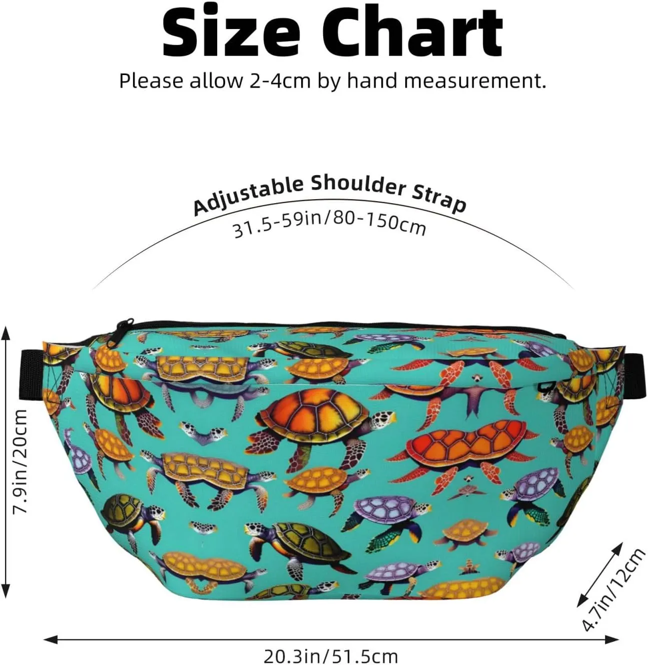Animals Sea Turtles Fanny Pack Crossbody Sling Bag â€“ Zipper Pockets for Travel, Hiking, Cycling, Workouts, and Everyday Use