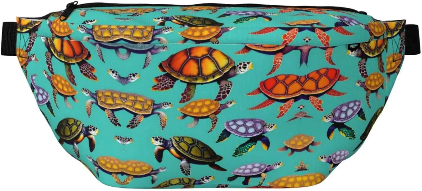 Animals Sea Turtles Fanny Pack Crossbody Sling Bag â€“ Zipper Pockets for Travel, Hiking, Cycling, Workouts, and Everyday Use