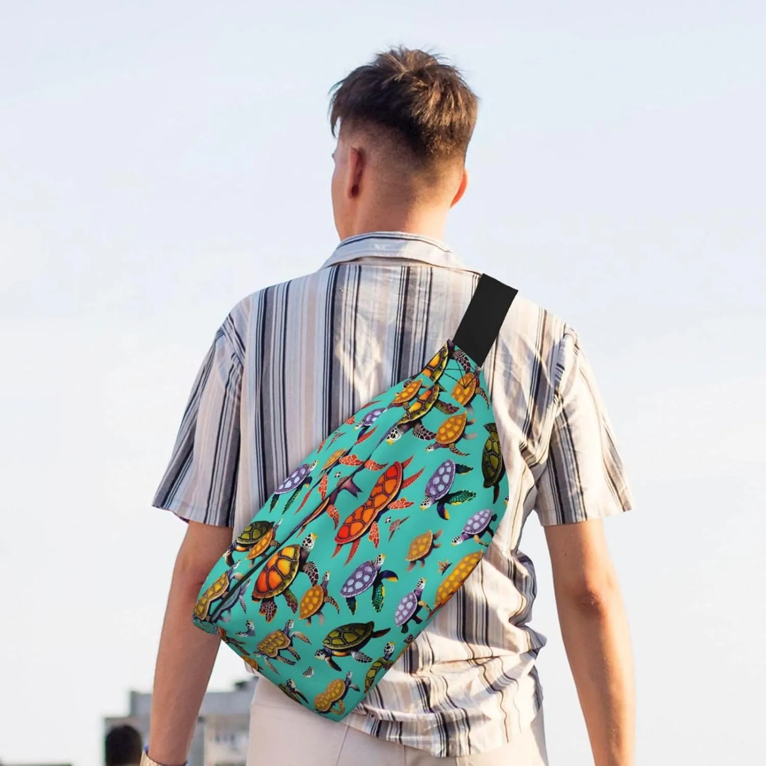 Animals Sea Turtles Fanny Pack Crossbody Sling Bag â€“ Zipper Pockets for Travel, Hiking, Cycling, Workouts, and Everyday Use