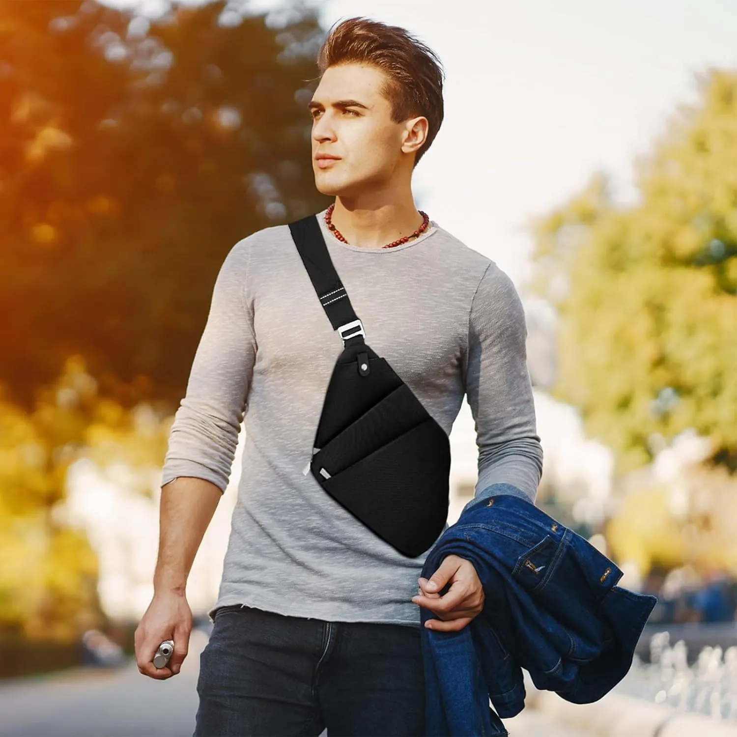 Anti-Theft Crossbody Bag for Women Men, Waterproof Shoulder Backpack Sling Chest Crossbody Bag Casual Daypack