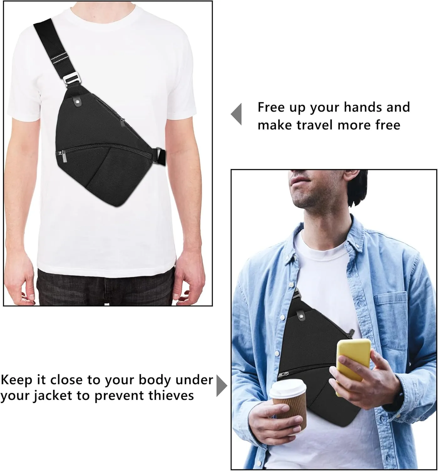 Anti-Theft Crossbody Bag for Women Men, Waterproof Shoulder Backpack Sling Chest Crossbody Bag Casual Daypack