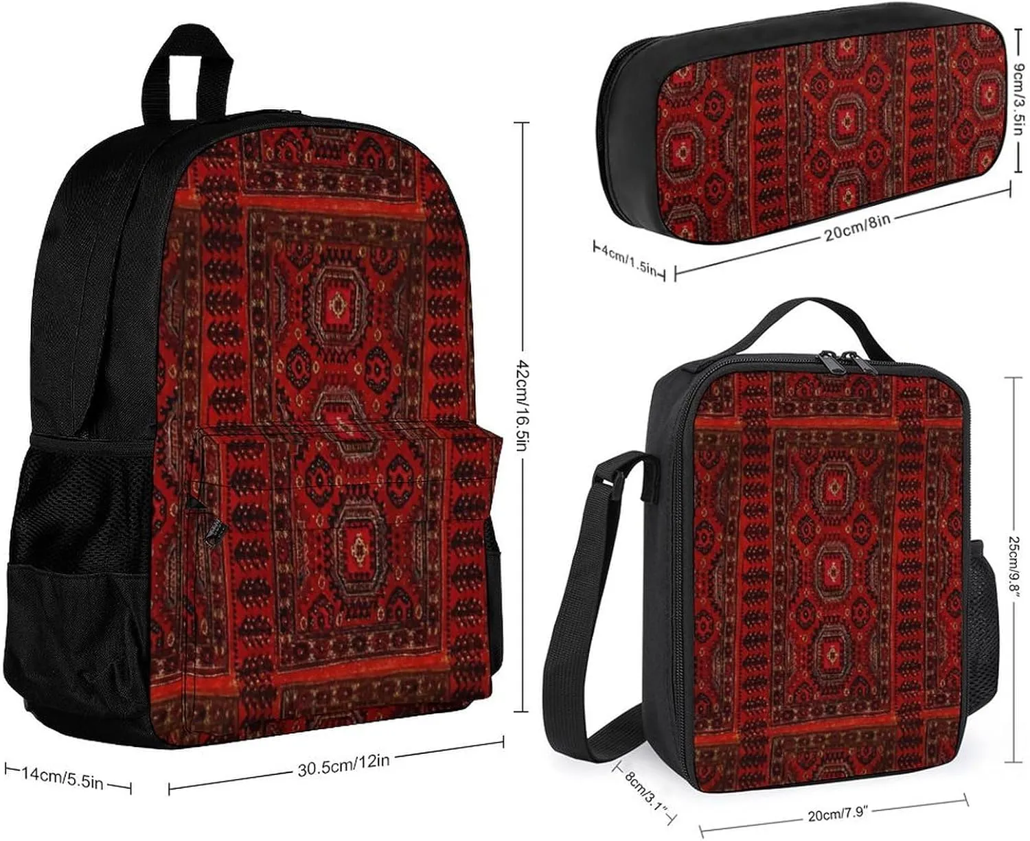 Antique Oriental Pocket Backpack, Crossbody Lunch Bag, Bag Set, Fashionable And Easy to Use