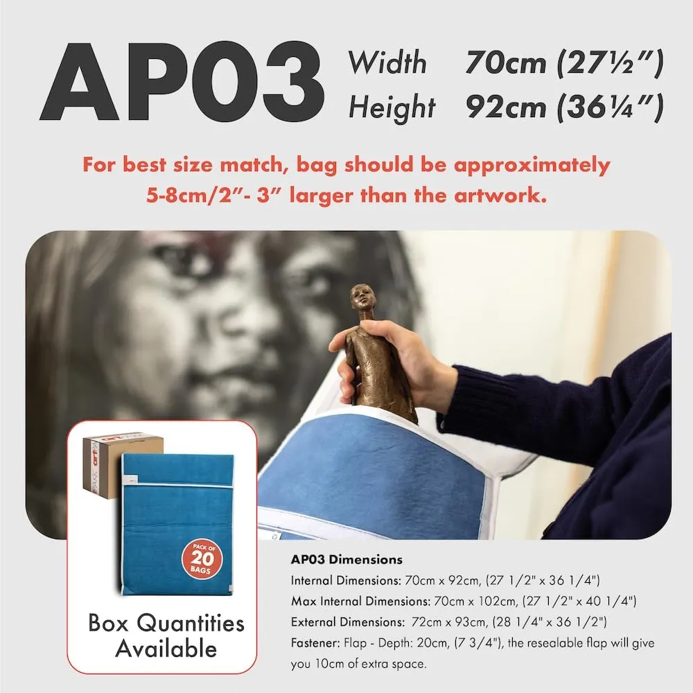 Art Bags (AP03-28" x 36 1/2") - Strong • Shock-Absorbent • Reusable • Non-Toxic • Waterproof • Acid-Free Lining - Long-Term Art Storage   Shipping   Protection Solution (Colour May Vary)