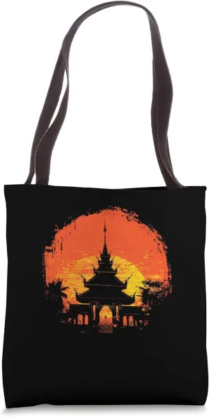 Asia Thai Temple Sunset Buddhist temple Spiritual Tote Bag