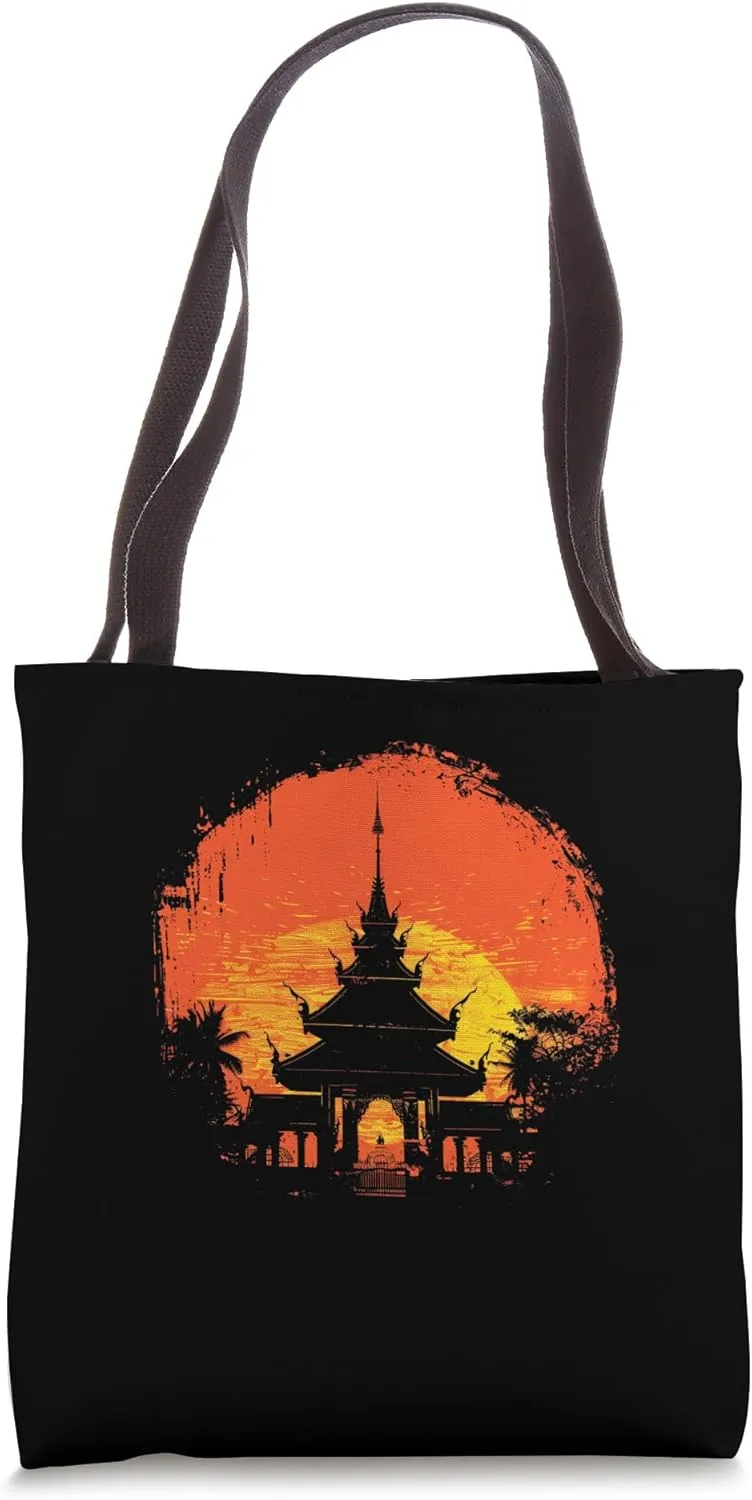 Asia Thai Temple Sunset Buddhist temple Spiritual Tote Bag