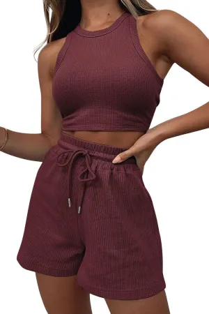 AUTOMET Womens 2 Piece Shorts Lounge Sets Two Piece Summer Workout Outfits Beach Vacation Trendy 2025 Clothes