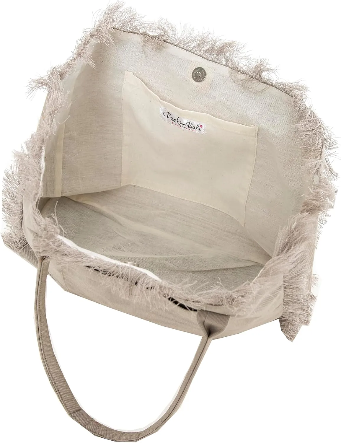 Back From Bali Womens 100% Cotton Canvas Large Tote Bag with Front & Inside Pockets Everyday Handbag