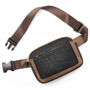 Badiya Leather Colorblock Zipped Removable Clip Waterproof Crossbody Bag WP90183