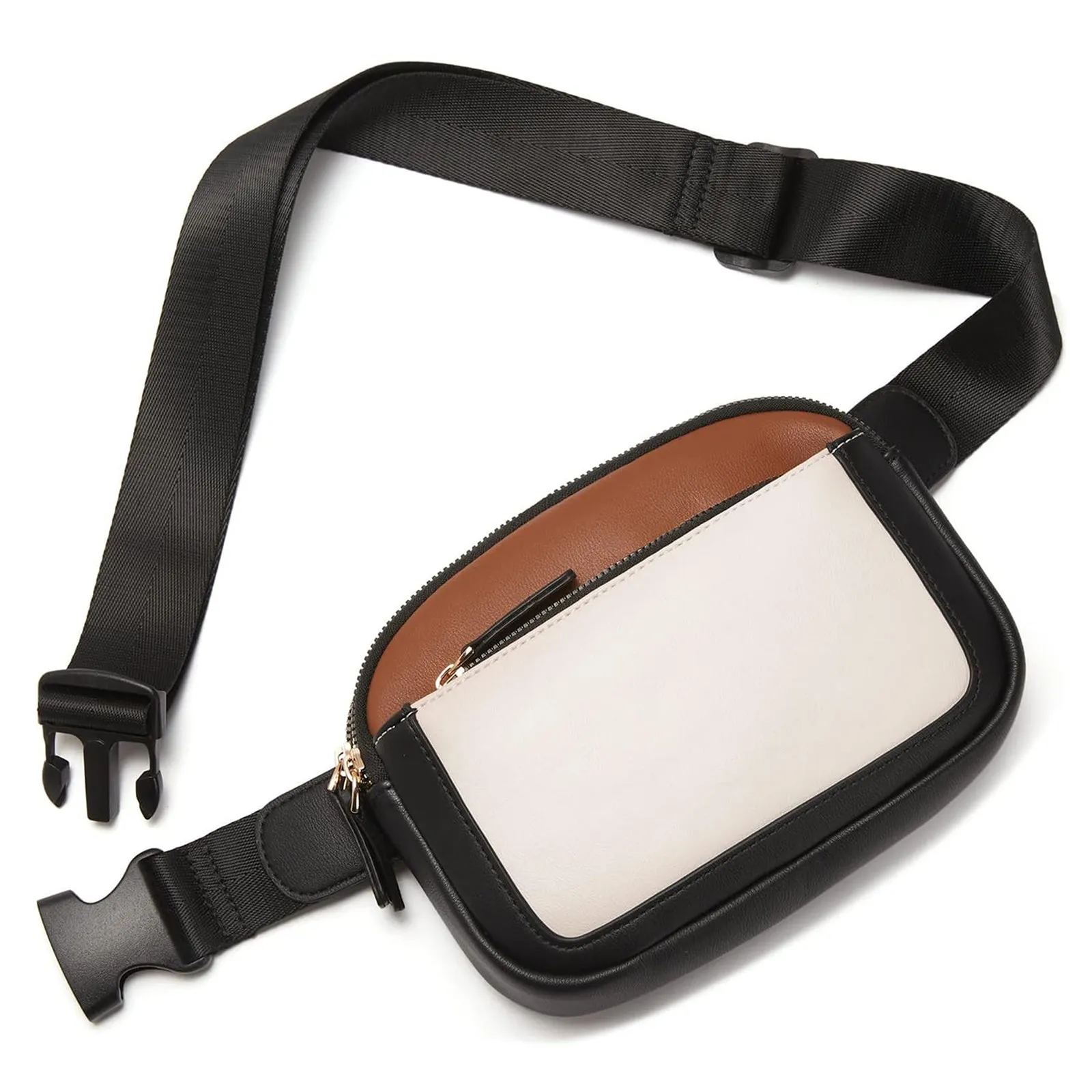 Badiya Leather Colorblock Zipped Removable Clip Waterproof Crossbody Bag WP90183