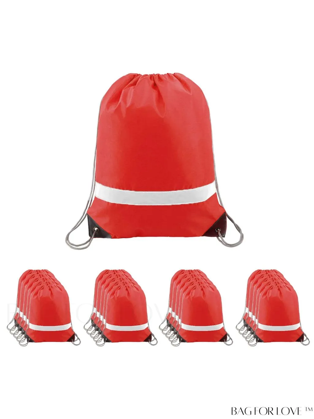 BagForLove - BeeGreen 20-Pack Reflective Drawstring Bags for Gym, Sports, and Travel - Unisex Design