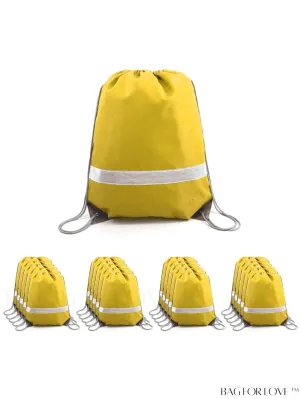 BagForLove - BeeGreen 20-Pack Reflective Drawstring Bags for Gym, Sports, and Travel - Unisex Design