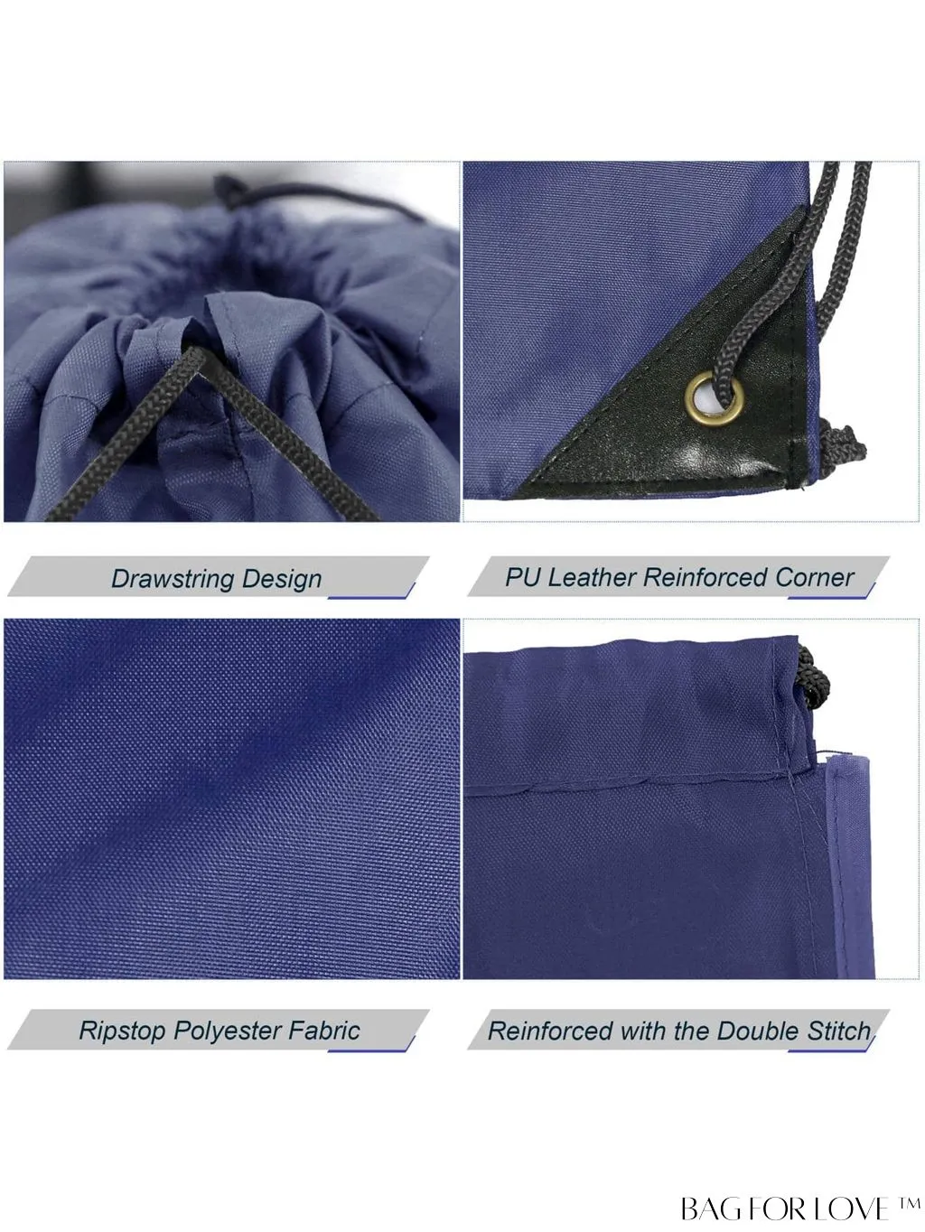 BagForLove - BeeGreen 20-Piece Navy Blue Drawstring Bag: Multipurpose, Vinyl-ready, and Durable Sackpack for Parties, Gym, and Sports