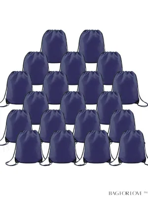 BagForLove - BeeGreen 20-Piece Navy Blue Drawstring Bag: Multipurpose, Vinyl-ready, and Durable Sackpack for Parties, Gym, and Sports