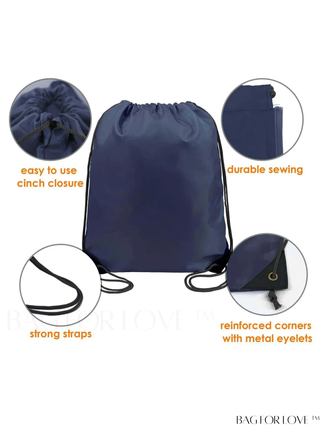 BagForLove - BeeGreen 20-Piece Navy Blue Drawstring Bag: Multipurpose, Vinyl-ready, and Durable Sackpack for Parties, Gym, and Sports