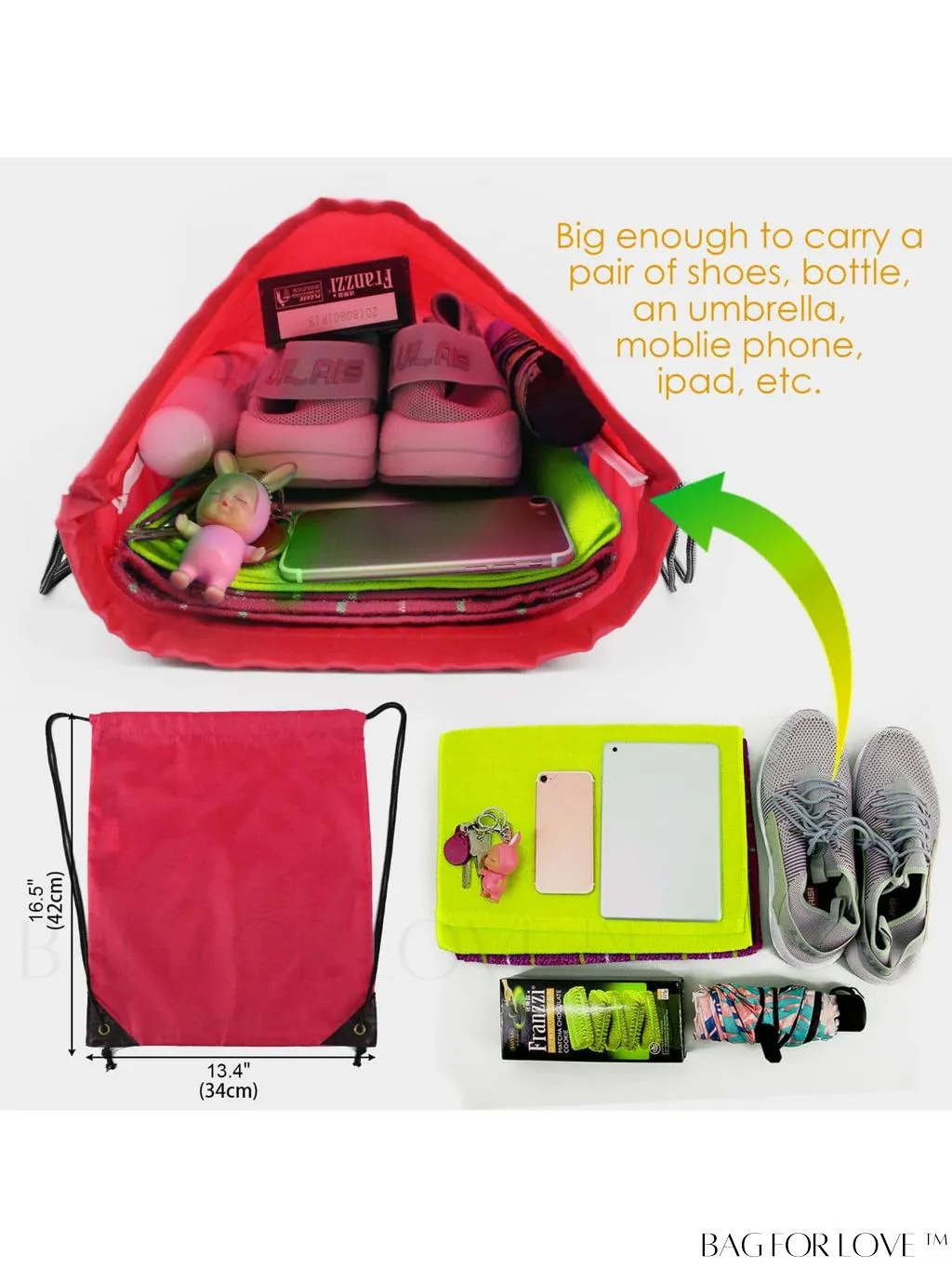 BagForLove - BeeGreen 20-Piece Red Drawstring Bags: Customizable, Multipurpose Sackpacks for Events, Gym, and Tie Dye