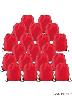 BagForLove - BeeGreen 20-Piece Red Drawstring Bags: Customizable, Multipurpose Sackpacks for Events, Gym, and Tie Dye