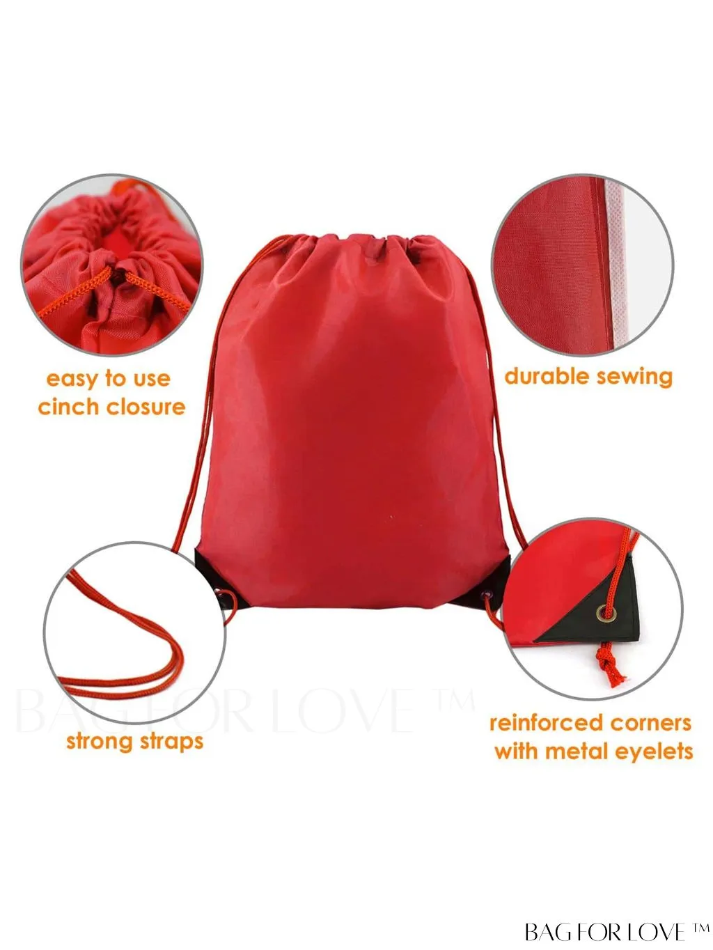 BagForLove - BeeGreen 20-Piece Red Drawstring Bags: Customizable, Multipurpose Sackpacks for Events, Gym, and Tie Dye