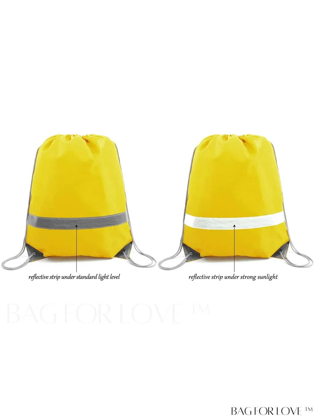 BagForLove - BeeGreen Large Drawstring Backpack, 20-Pack, Reflective Strip, Ideal for Gym, Sports, and Travel