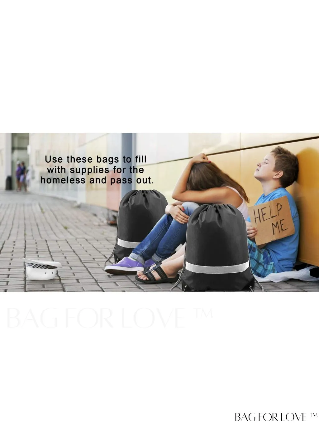 BagForLove - BeeGreen Large Drawstring Backpack, 20-Pack, Reflective Strip, Ideal for Gym, Sports, and Travel